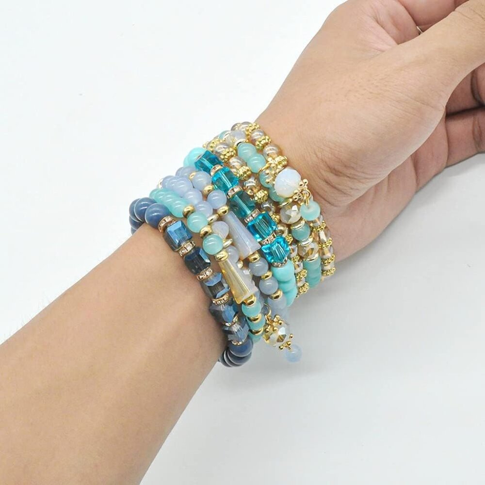 Elegant 6-Piece Stackable Bead Bracelets - Dainty… - image 5